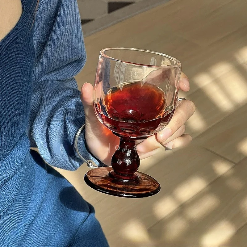 Medieval Retro Red Wine Glass, Short Legged Glass Cup, Minimalist Home Cocktail, Restaurant Beverage Cup