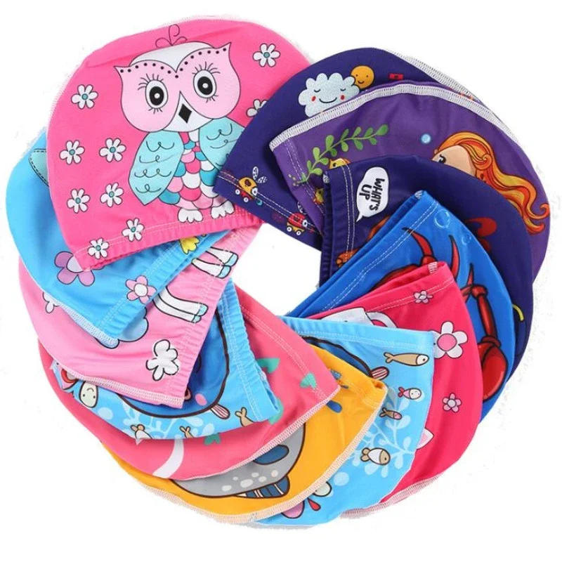 Children Waterproof Swimming Caps Protective Ears Long Hair Sports Swim Pool Hat Cartoon Swimming Caps for Kids New Cute Anime