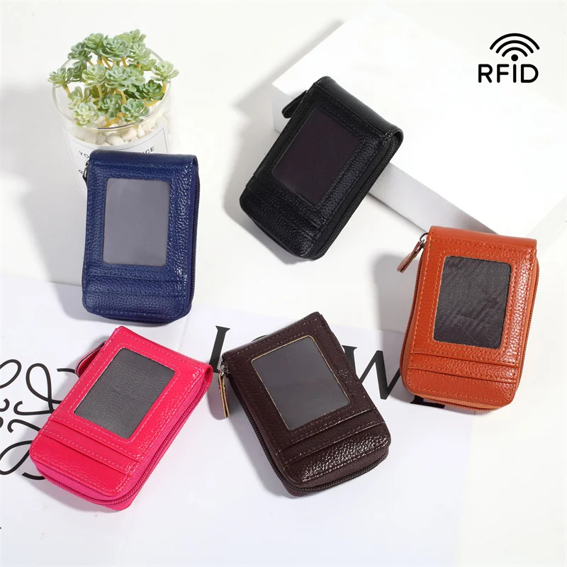 

Кошелек из искусственной кожи для мужчин и женщин, кредитница с RFID-блокировкой и карманом на молнии, модный бумажник