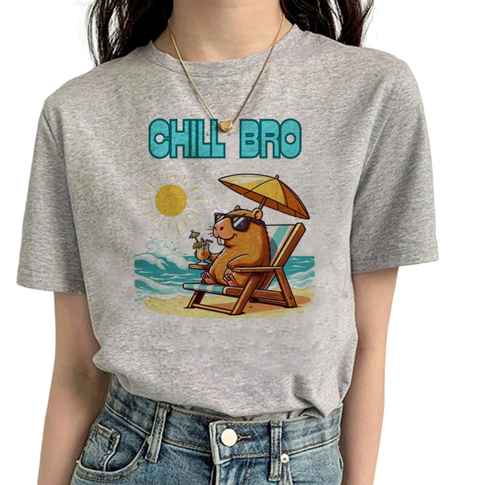 

Capybara t-shirts women harajuku designer summer top female anime manga clothes