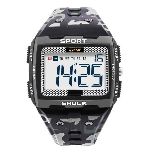 2022 New Big Number Men Watch Multifunction Alarm Clock 5ATM Waterproof Camouflage Sports Digital Wristwatches Relogio Masculino 