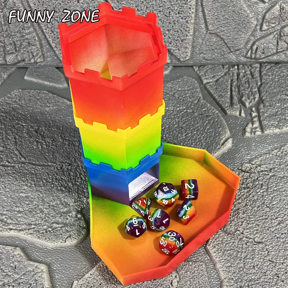 Rainbow Castle Dice Tower With Tray Easy Collapsible For Rpg Trpg Board