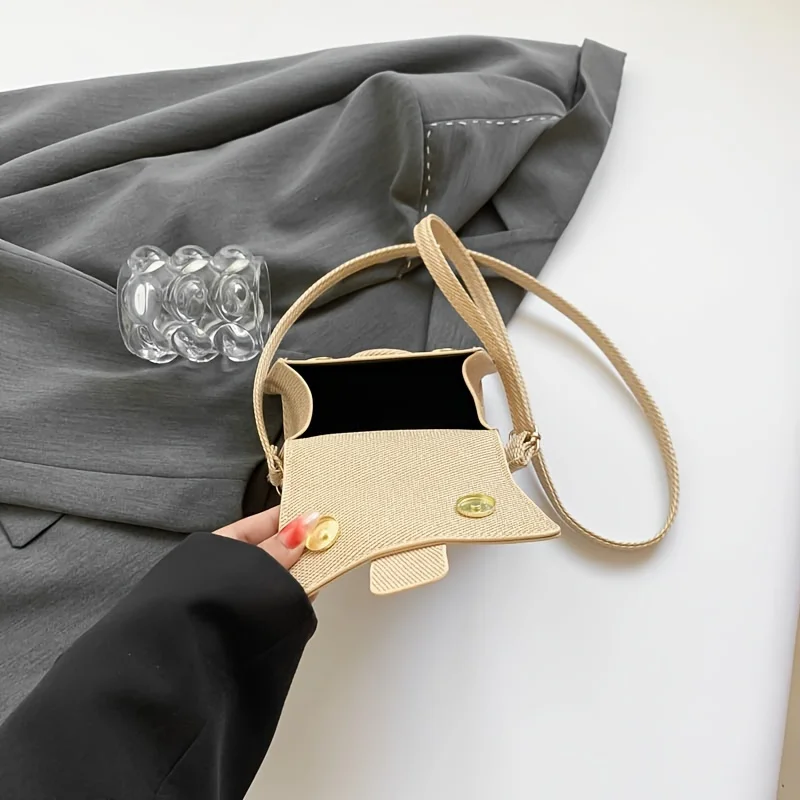 Fashion Solid Color Small Tote Crossbody Bag, Stylish Mini Handbag Mobile Phone Coin Purse, Adjustable Strap, Magnetic Closure,