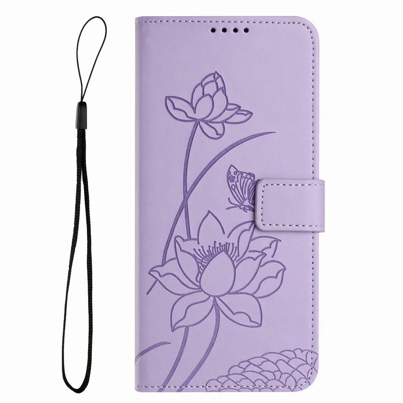 Charming Lotus Flower Phone Case with Wallet and Stand功能