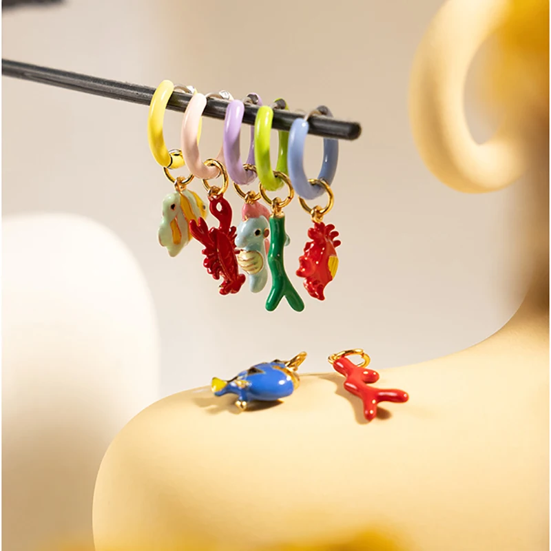 Cartoon Animal Pendant Hoop Earrings Dinosaur Design Butterfly Earring image 11