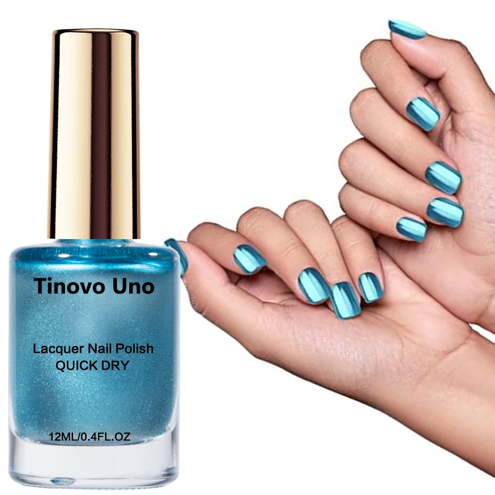 Tinovo Uno Metallic Blue Nail Polish Normal Regular Nail Lacquer Mirror Shine Finish Base Coat Top Oil Manicure Nail Supplies