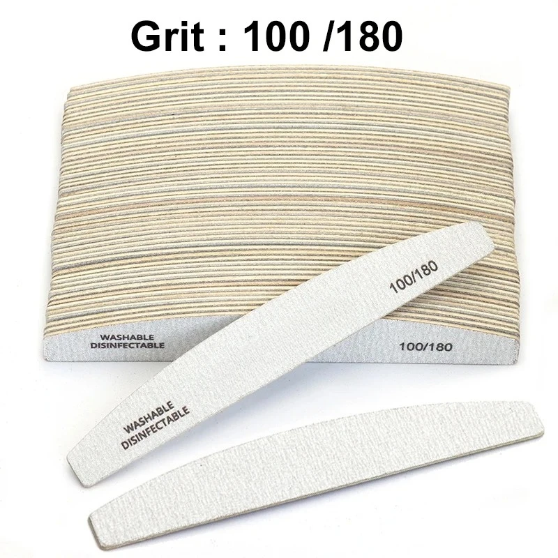 50/100개입 전문가용 나무 네일 파일 180/240 버퍼 100/180 그레이 보트형 나무 사포 블록 젤 폴리셔 샌딩 네일 파일
