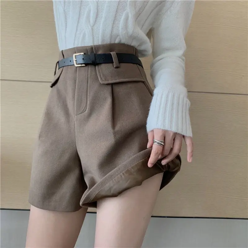 Spring Autumn New Black High Waist Youth Wide Leg Pants Solid Color Loose Trend Casual Shorts Fashion Korean Women Clothing