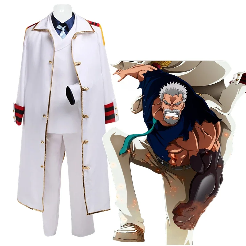

Anime Monkey D Garp Cosplay Costume Cloak Top Pants Shirt Tie Set Halloween Carnival Party Male Role Disguise Clothes