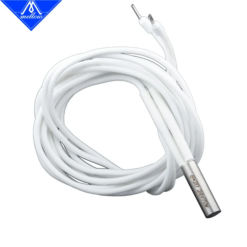 Mellow-3D 프린터 부품 히팅 튜브, 6x20mm, 12V, 24V, 70W, 세라믹 카트리지 히터, Mk8, cr10, Ender 3, , v6 HotEnd, J-헤드용, 1 개