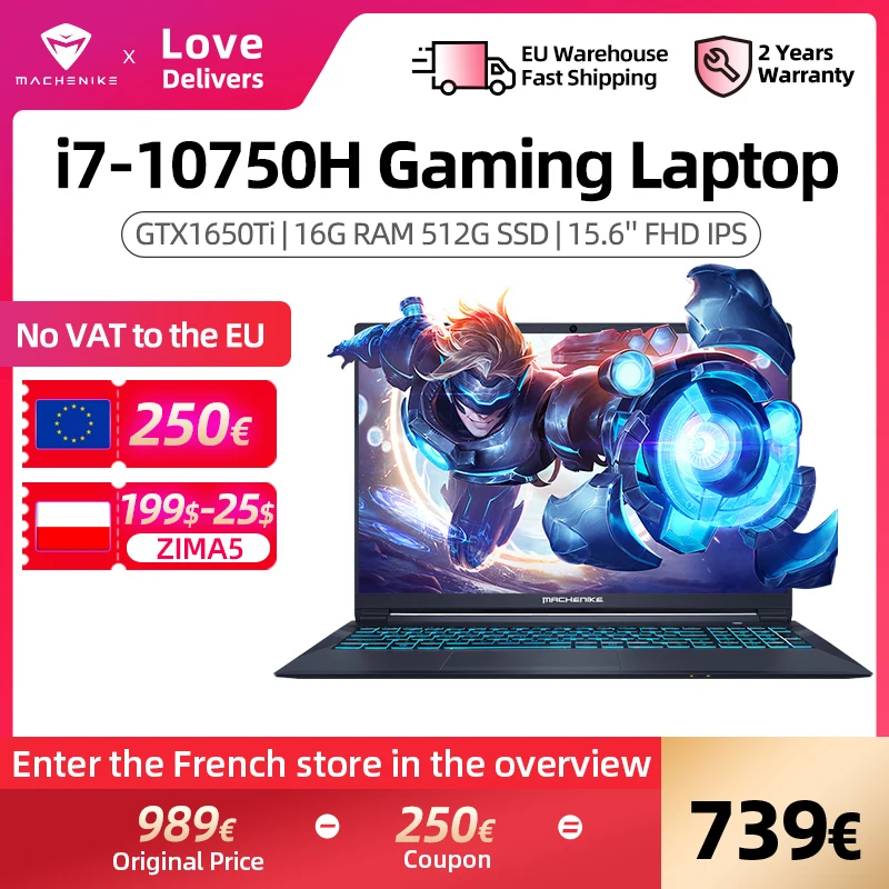 Игровой ноутбук Machenike T58 intel i7 10750H 15 6 FHD IPS GTX1650Ti компьютерные ноутбуки 16 ГБ 512 SSD |