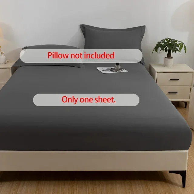 1PC imperméable à l'eau peau douce glaçage couleur unie bonnet de lit housse anti-poussière drap de couverture de matelas (fourreau d'oreiller et noyau d'oreiller non inclus) 2