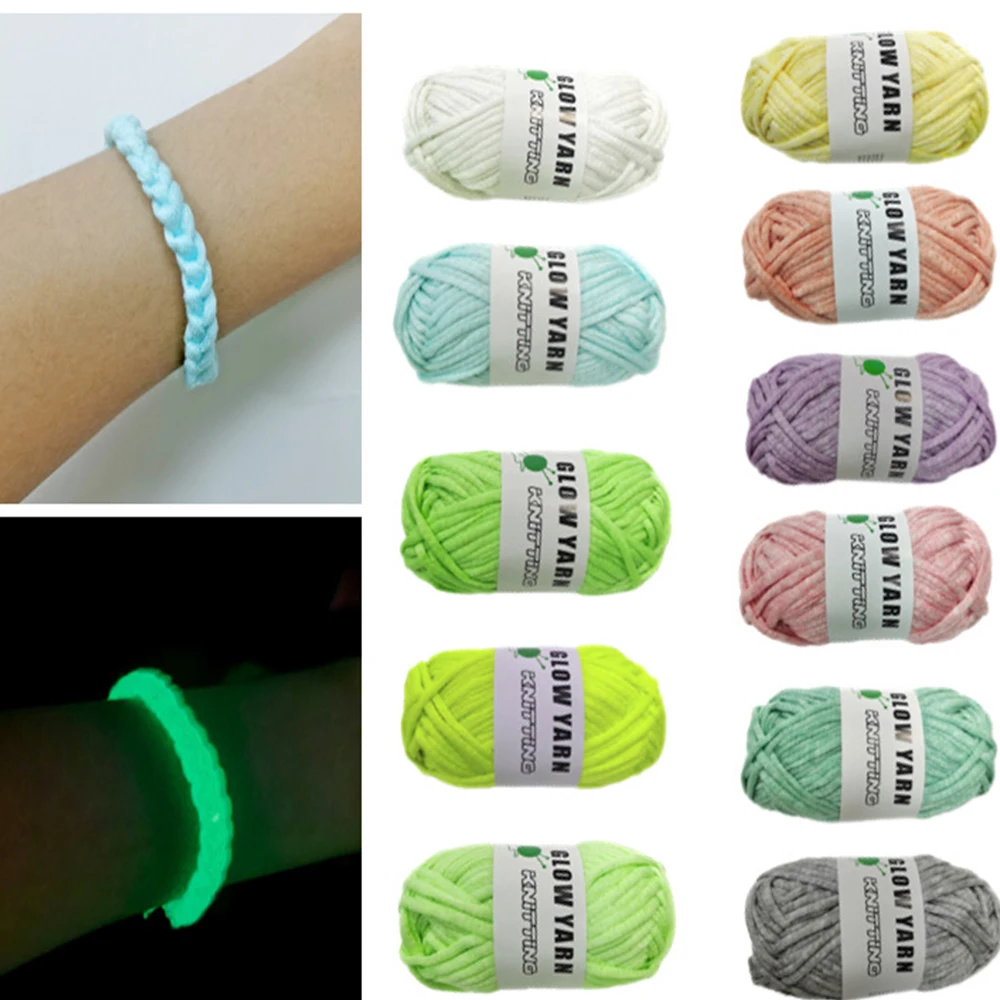 4mm 45meters Thick Yarn Glow in the Dark Polyester Luminous Chunky Yarn Colored Cloth Yarn for Hand Knitting Woven Bag Carpet DI 3