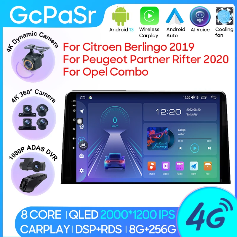 Car Radio Carplay For Citroen Berlingo Peugeot Partner Rifter For Opel Combo Navigation GPS Android Auto WiFi No 2din