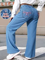 Women's Plus Size Light Blue Straight Leg Jogger Pants Comfortable Casual Wear for Daily Outfits Independence Day - Image 3