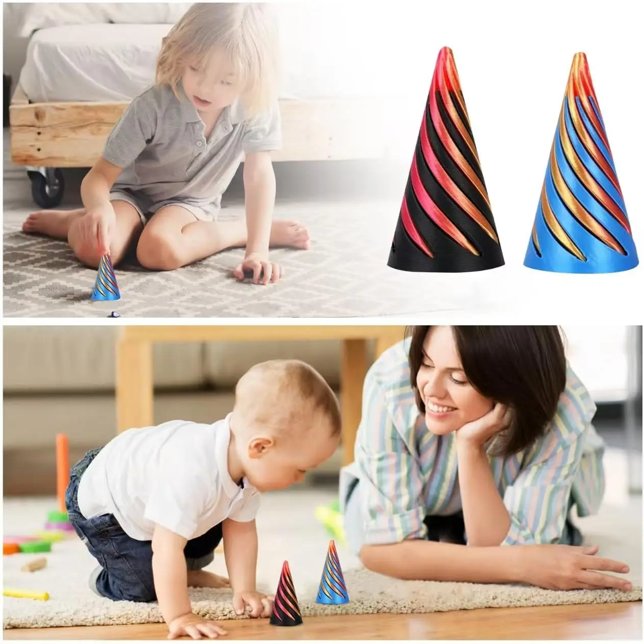 Mini 3D Printed Spiral Fidget Toys Stress Relief Infinity Magic Cube Spiral Cone Screw Funny Pyramid Fidget Toys For Kids Adults