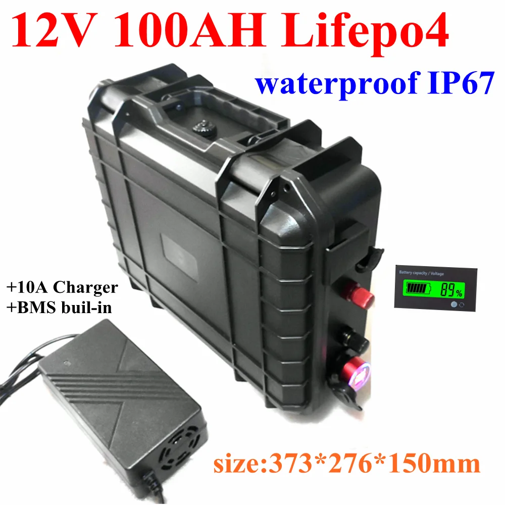 12V 100Ah Lifepo4 Batteria Sistema Solare Agm Ups Inverter Carrello Da Golf Autcaravanas Rv + Caricatore 10A