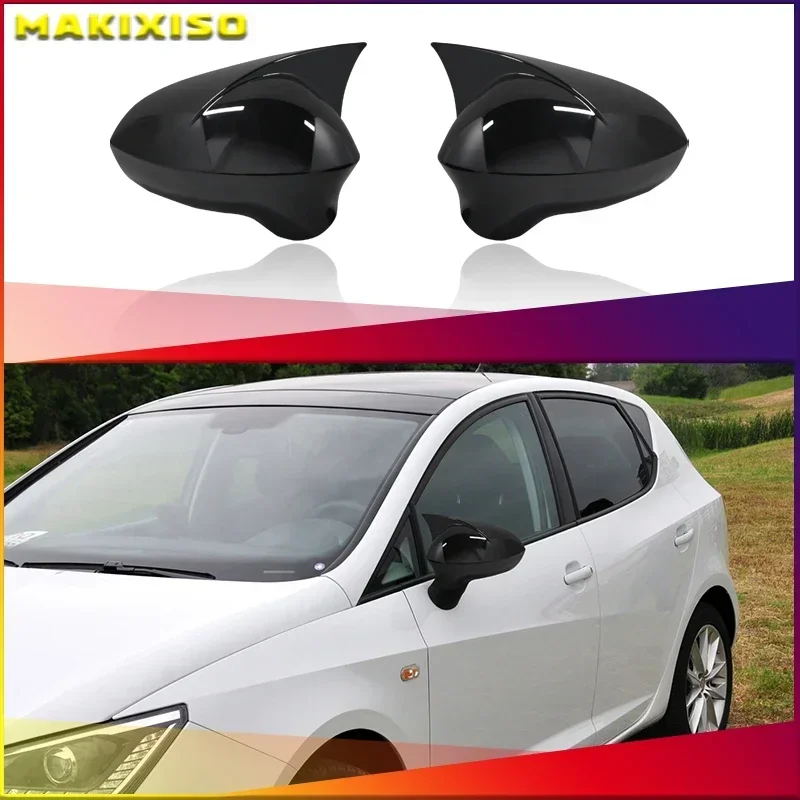 Abs Black Car Rear View Door Wing Mirror Side Mirror Cover Caps Shell Case For Seat Ibiza Cupra 2009-2017