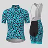 Women's Cycling Clothing Gradient Leopard Print Summer Cycling Jersey Set Women Breathable Short Sleeves Mountain Bike Clothes 2