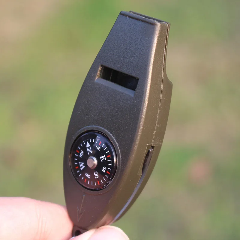 Multifunction Whistle Compass Magnifier Thermometer Loud Sound Keychain 4 In 1 Hiking Whistle Outdoor Emergency Survival Tools