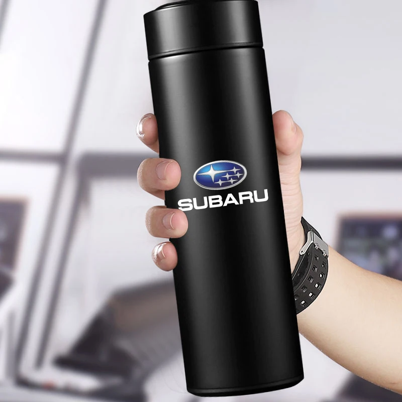 1Pcs Car Smart Thermos Bottle With Temperature Display Coffee Cup For Subaru WRX STI Forester Tribeca Levorg Impreza XV Outback