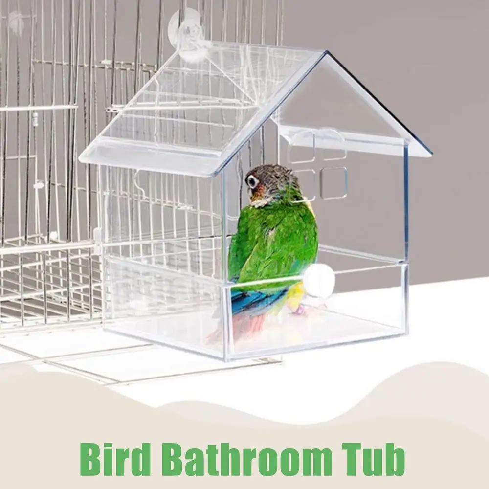 1x Douchebox Acryl Vogelbad Met Lade Parkiet Douchekooi Grote Badkuip Lekvrije Kom Kooi Accessoires - hoogwaardig product