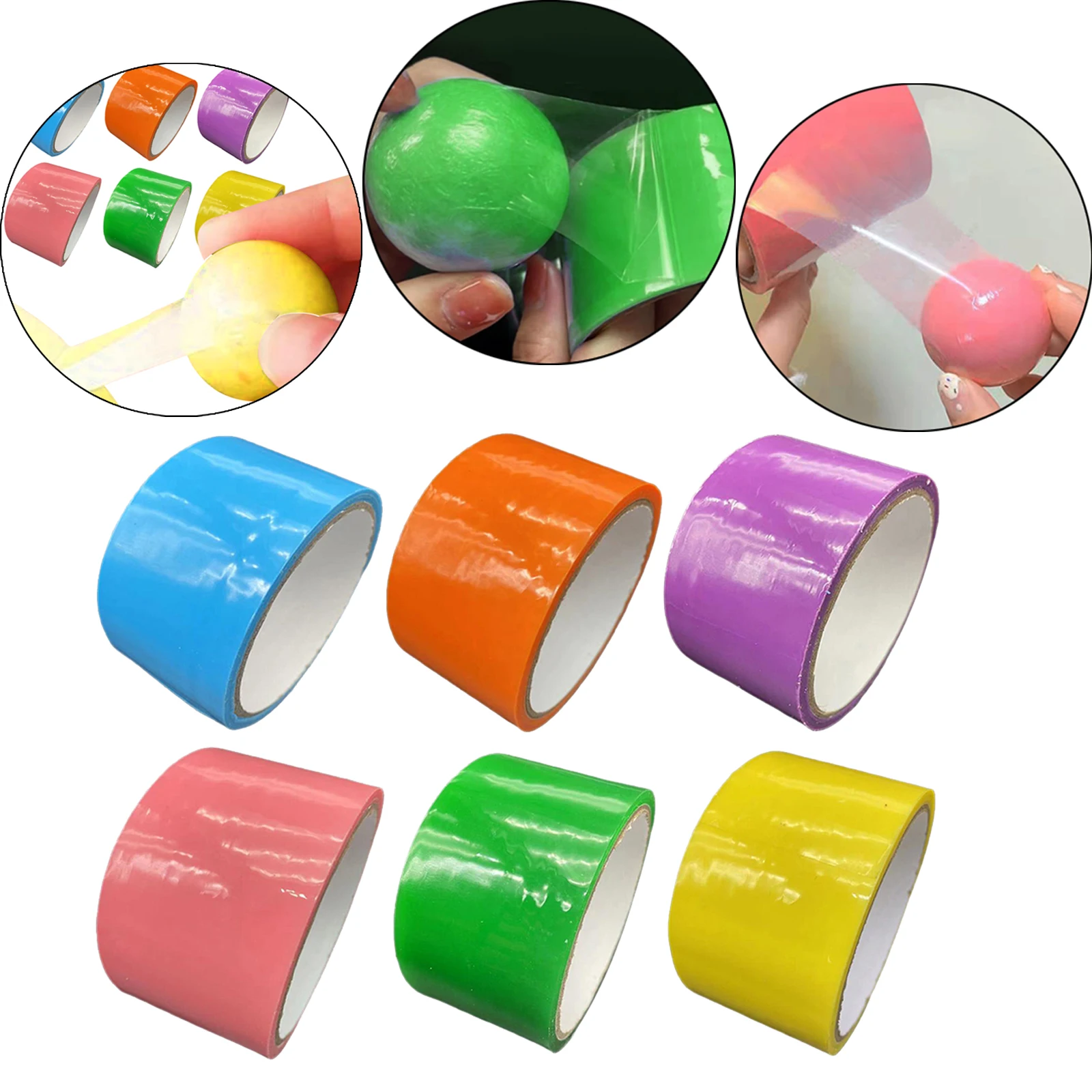 6 Roll Sticky Ball Tape Pearlescent Color Funny Rainbow Tape Crafts  Stationery Tapes Educational Sensory Toy for Student Home - AliExpress