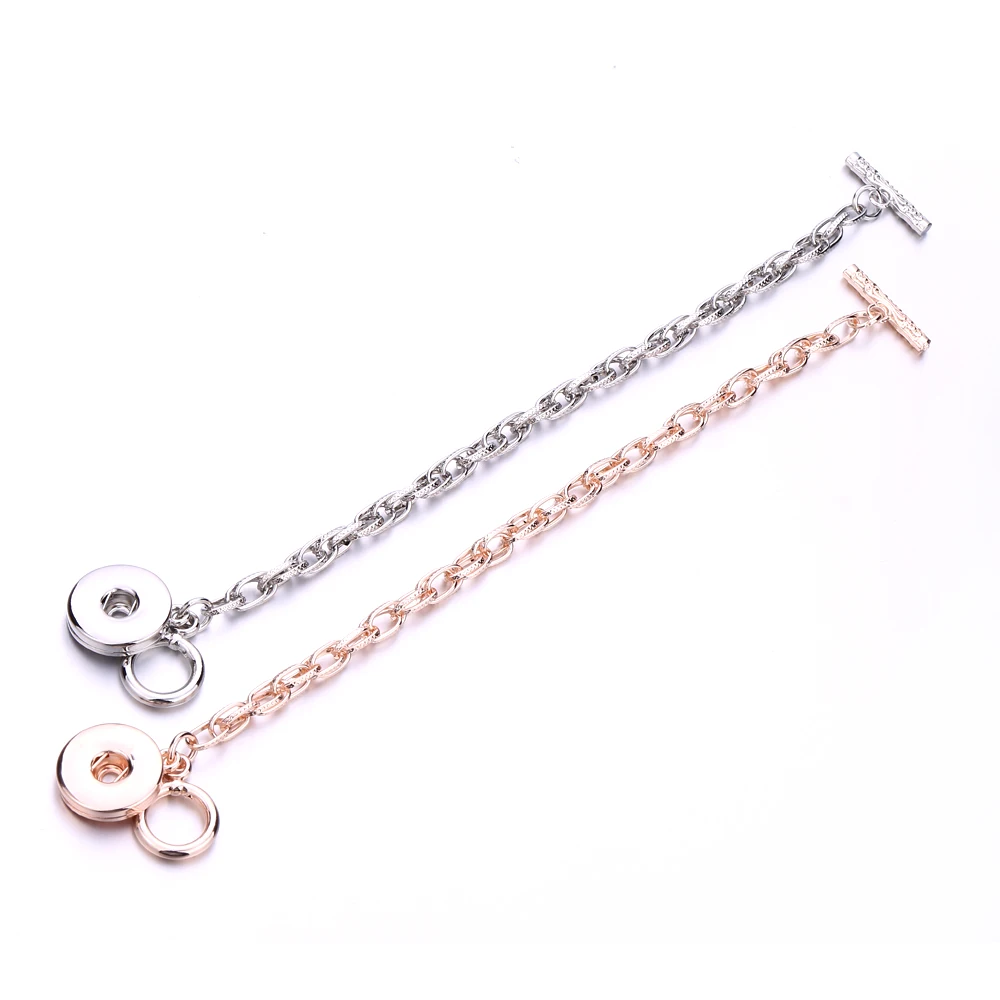 10Pcs/Lot Metal 18mm Snap Button Chain Bracelet Bangles Link for DIY Jewelry