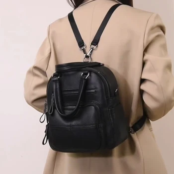 Zaino alla Moda da Donna in Pelle, Borsa a Tracolla Versatile, Borsa a Spalla Stile Retrò Britannico, Zaino Portatile da Donna