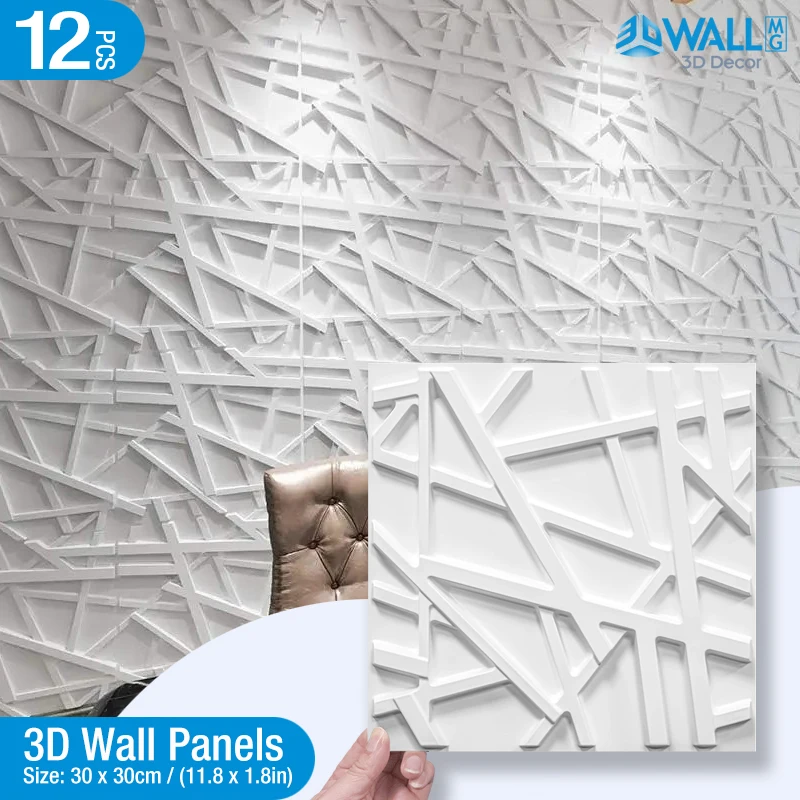 12 pcs/1 m2 30 ซม.แชมเปญทองสเตอริโอ 3D ผนังเพชรไม้กระเบื้องสีทองเงา 3D สติ๊กเกอร์ติดผนังห้องนั่งเล่นห้องน้ํา 1