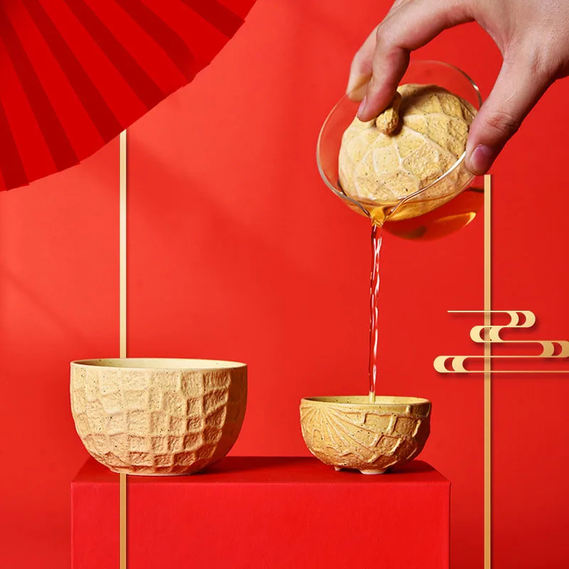 Portable Ceramic Teapot Set for Outdoor Travel, Quick Cup, 1 Pot, 2 Cups