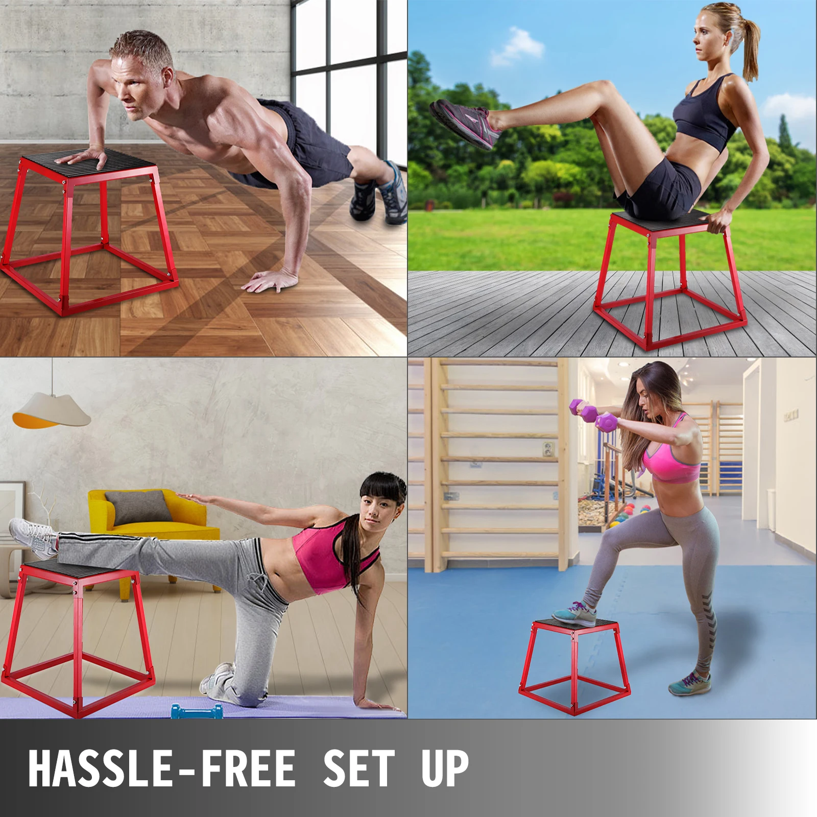 Set Di 3 Plyo Box Per Allenamento - Altezze 30cm, 46cm, 61cm, Nero E Rosso, Acciaio Con Gomma Antiscivolo - Foto 13