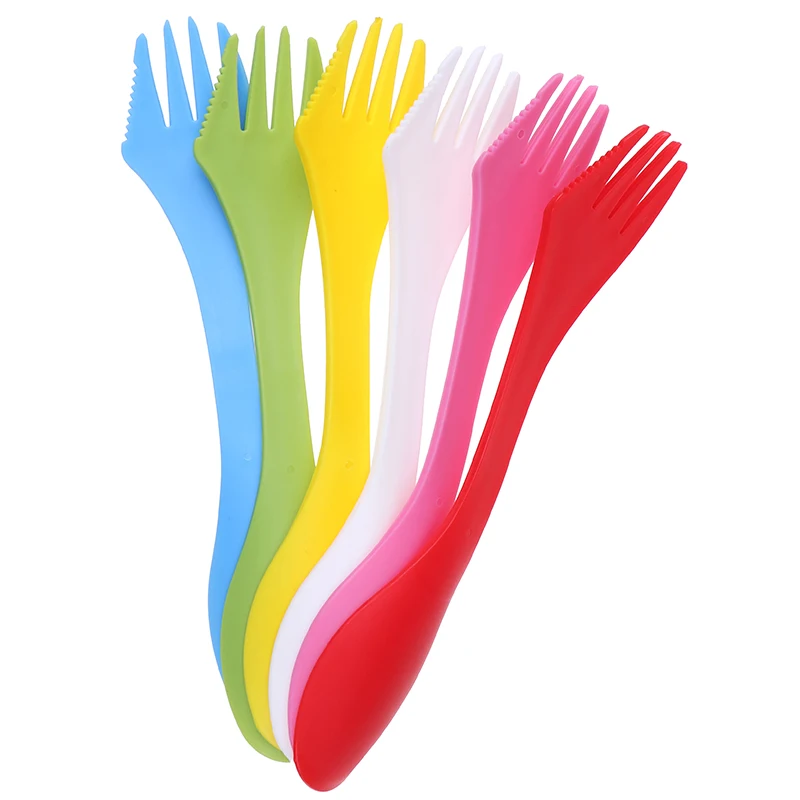 3 In 1 Utensils Plastic Spork Combo Travelling Gadget Cutlery Tableware Spoon Fork Cutter Travel Camping Hiking Picnic camping cutlery,portable tableware,portable cutlery,titanium tableware