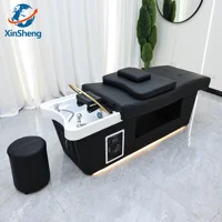 Lit de lavage capillaire SPA avec vapeur et fumigation, éclairage LED intégré, pour salon de coiffure et barbier 2