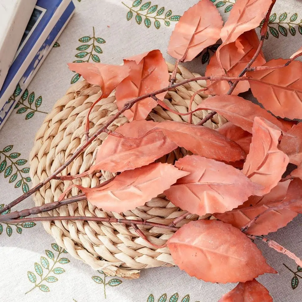Lifelike Artificial Persimmon Leaves Handmade Realistic Fake Persimmon Leaves Luxury Simulated Flowers Outdoor Garden Decor