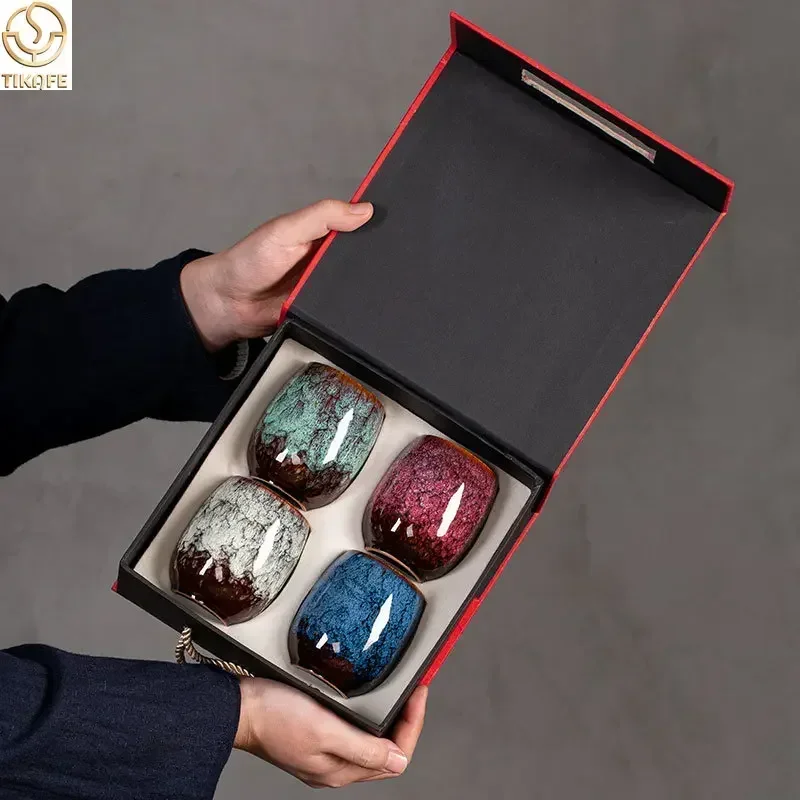 175ml Chinese Retro Ceramic Tea Cup Creative Ceramic Coffee Mugs Classical Pottery Teacup Gift Box