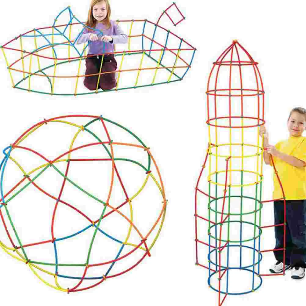 204 Pcs Kids Toys Building Pipes Construction Blocks Playing Straw Assembling Assembled Child