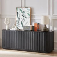 64" Sideboards with Storage, Adjustable Shelves, Wooden Vertical Striped Cabinet, Accent Cabinet, Modern Sideboards 1