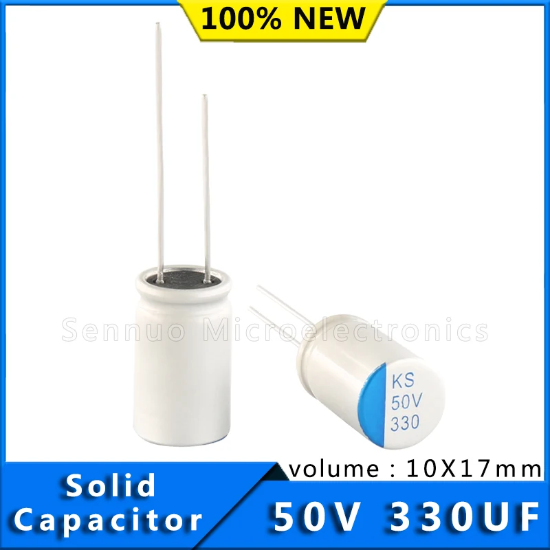 

10pcs New 50V 330UF original 10X17mm solid capacitor motherboard graphics capacitor 330uf 50v Aluminum electrolytic capacitors