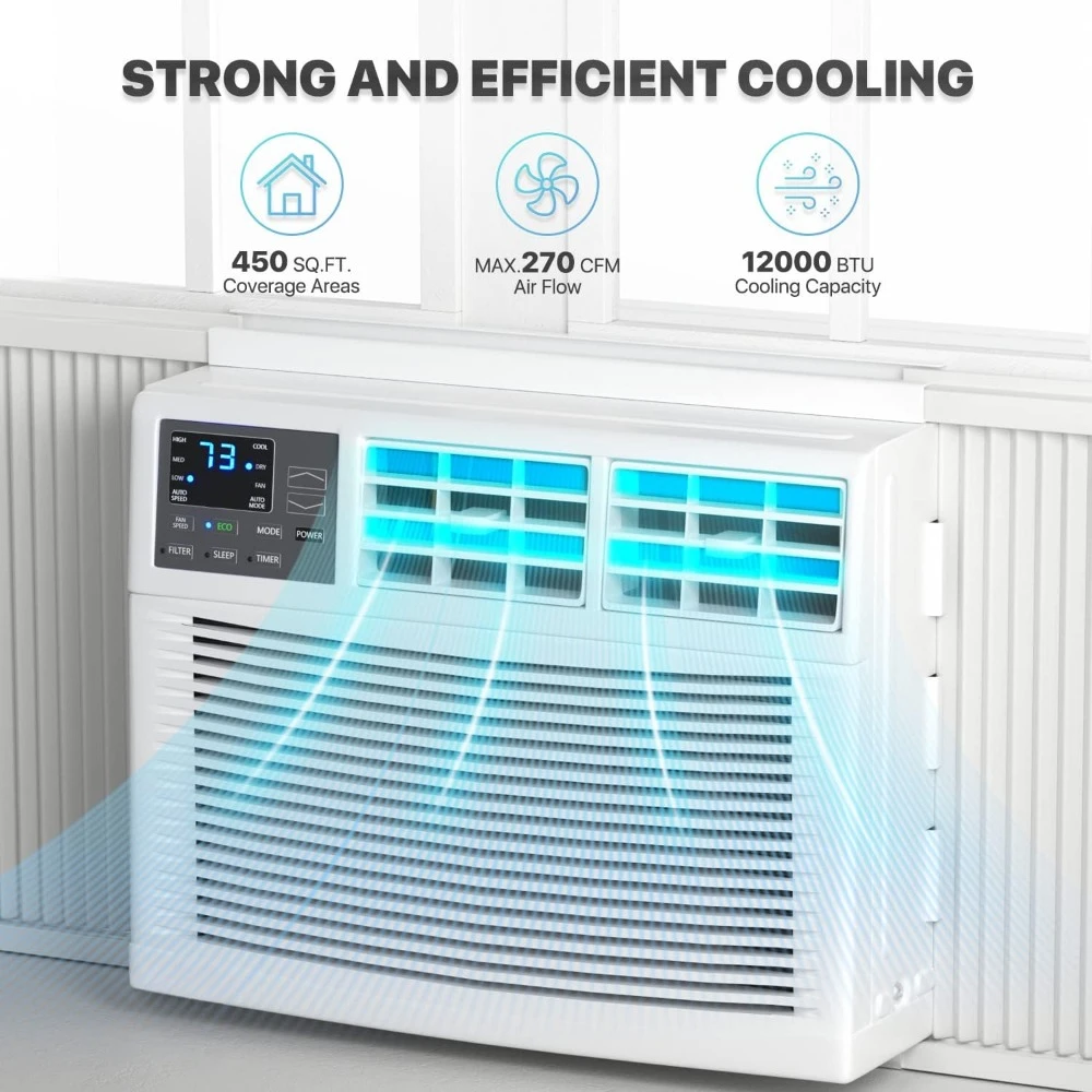 Window-Mounted Room Air Conditioner, Powerful Indoor AC with Multi-Speed Mode, Programmable Timer, Cool up to 450 Sq.Ft. 4