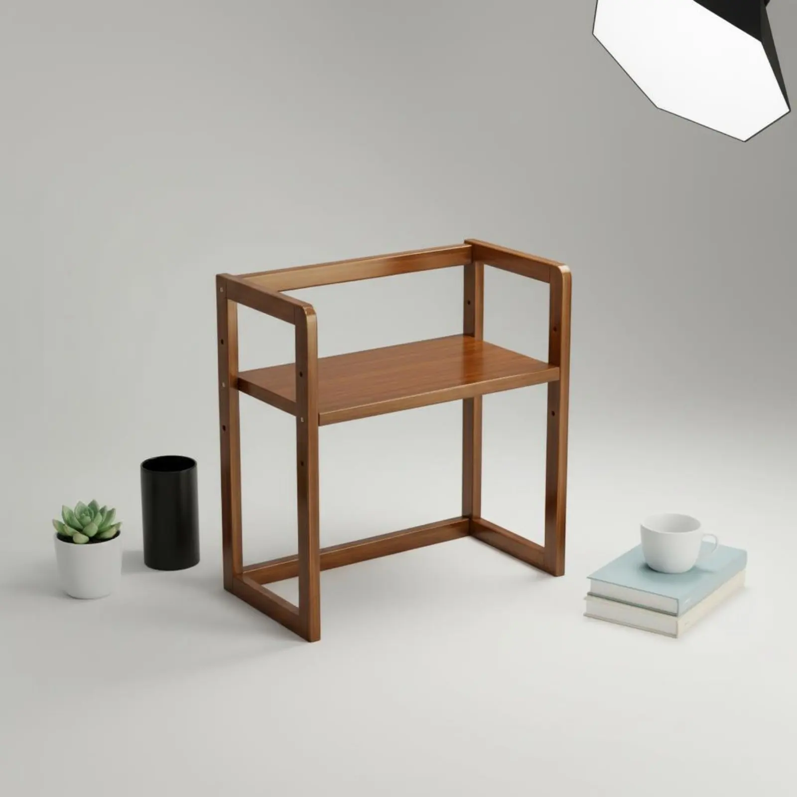 다층형 수납 선반 공간 절약형 2단 책상 선반 2단 나무 정리대 손쉬운 접근이 가능한 나무 머그컵 걸이 견고한 구조