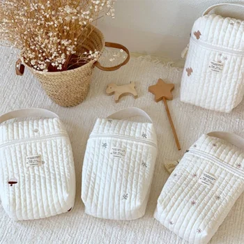 Borsa per Pannolini Riutilizzabile e Portatile, Borsa per Mamma Trapuntata e Ricamata, Grande Capacità, Versatile Organizzatore per Pannolini
