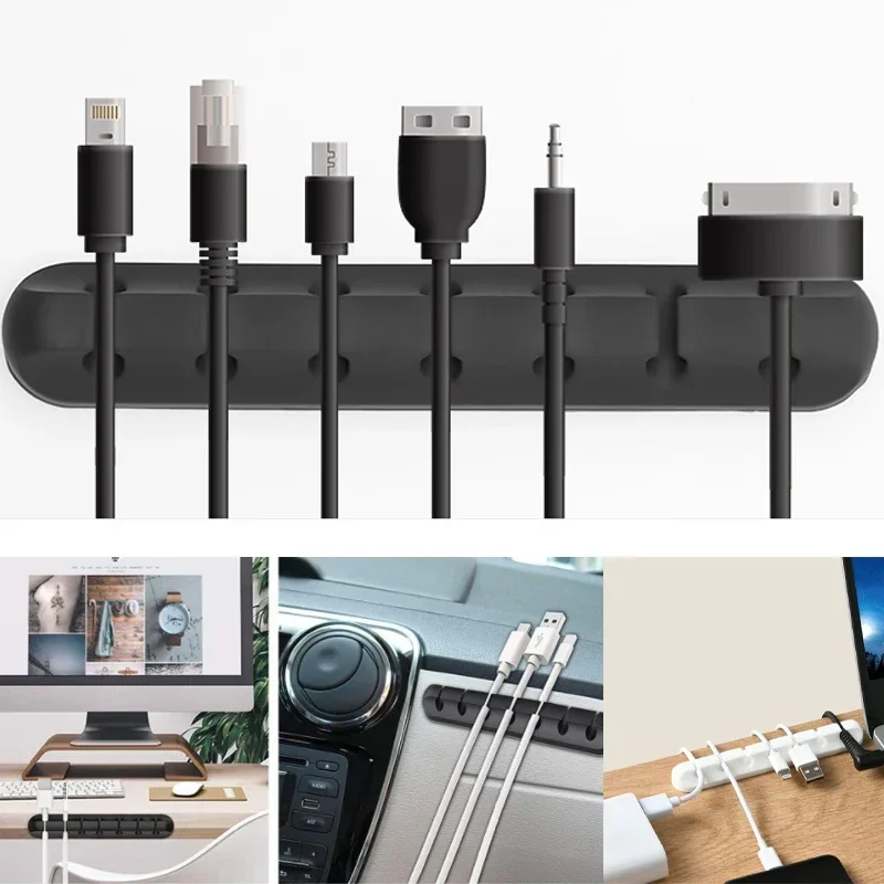 Clips Cable Winder Desktop Self Adhesive USB Charging Cable Holder Wire Wrapped Cord Table Organizer Office Supplies