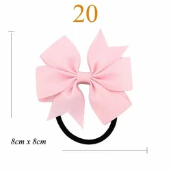 Elastic Hairband with 3 Knot and Floral Ribbon Accents - Handmade Girls' Party Hair Accessory (A20 Pink)