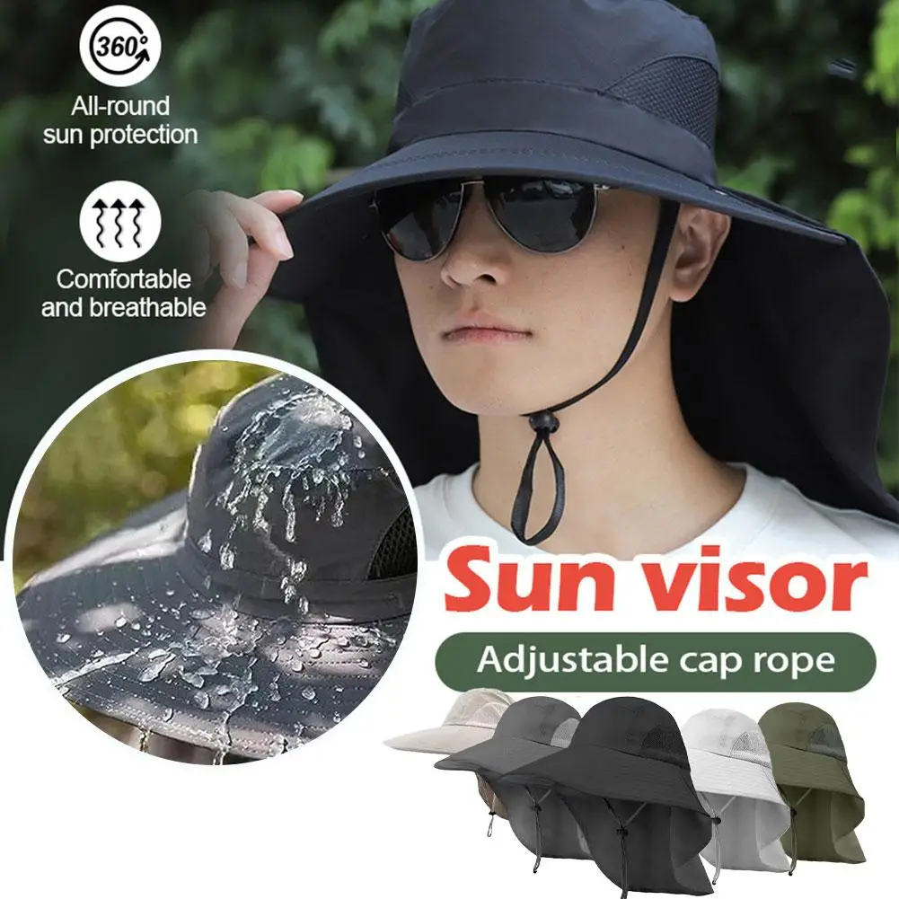 Wide Brim Sun Hat with Neck Flap for men women Adjustable Outdoor 50+UPF Protection Safari Cap Hiking Fishing Hat sun hat sun protection hat