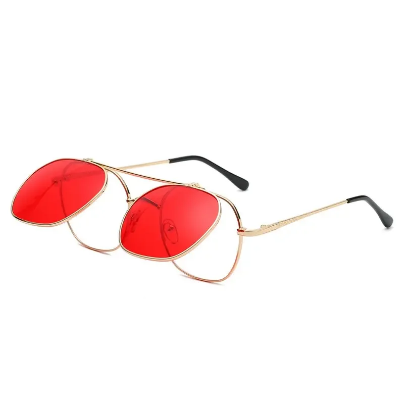 Vintage Flip Up Punk Round Sunglasses Women's Luxury Funny Driver Sun Glasses Shades for Women UV400 2024 Retro Eyewear SG048 4