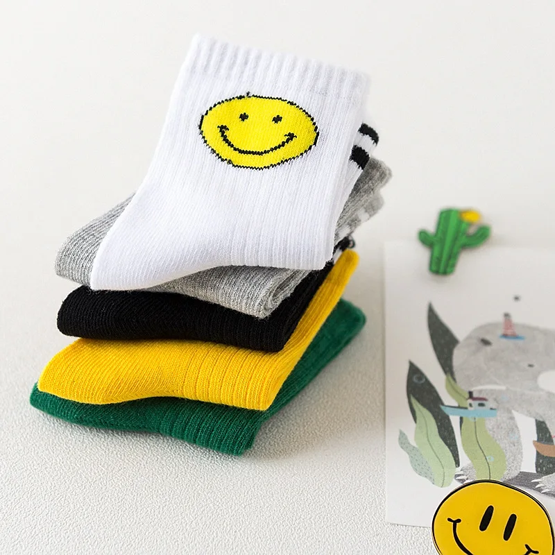 Children Short Socks 5 Pairs / Lot Kids 1-10 Years Smile Face Summer Spring Autumn Cotton Girl Boy Cute Socks Child Clothing 9 Sdd05700a5dc94b1b95ab47943d2fe72eD