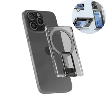 Clear Magnetic Card Holder Wallet Case For Magsafe iPhone 15 16 14 13 12 Pro Max Samsung S24 S23 Ultra Macsafe Card Slots Pocket 1