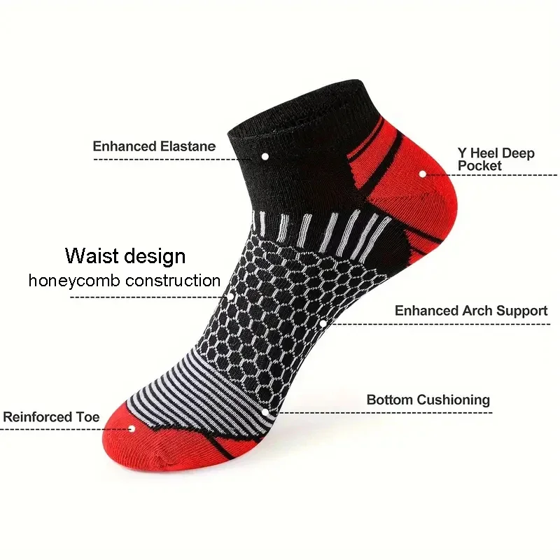 Athletic Socks Men's Ankle Socks Running Cycling 6 Pairs