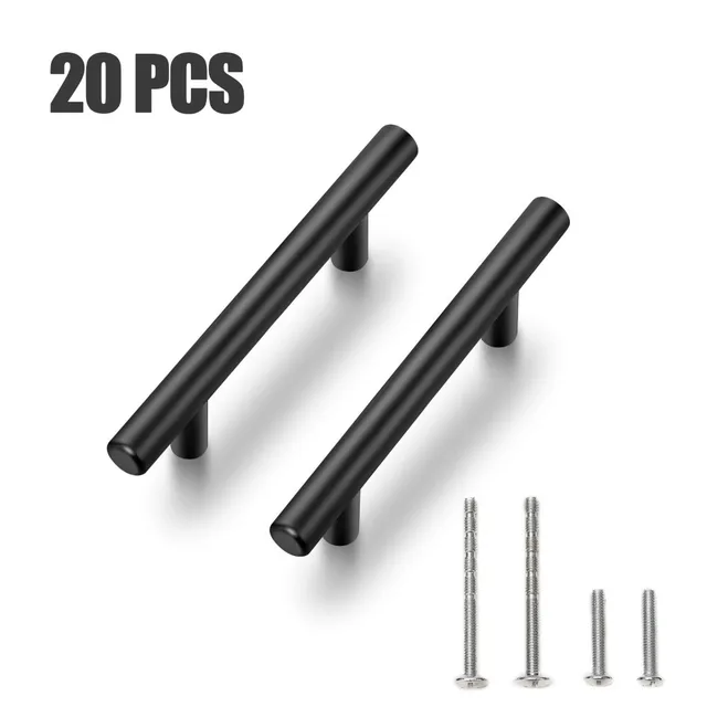 20 PCS ดึงตู้ Matte สีดําสแตนเลส Dresser ห้องครัวลิ้นชักดึง 50/150/200/250 มม.ความยาวรูระยะทาง 96/128/160 มม. 1